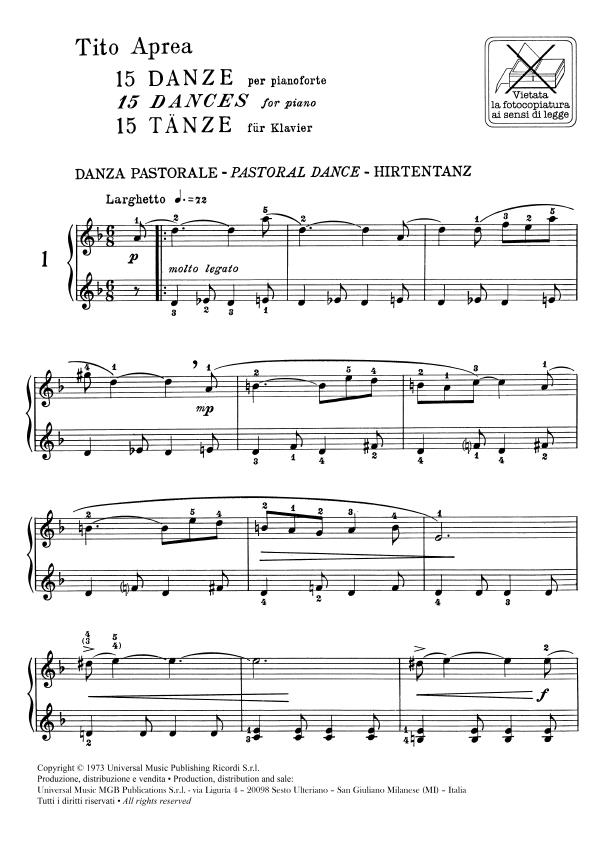 15 Danze - Per Pianoforte - pro klavír